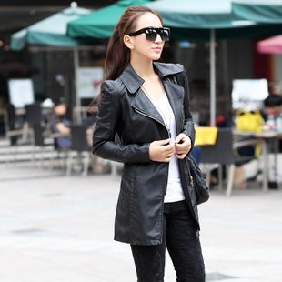 Lady white leather coat lady cultivate one's morality leather coat 1286