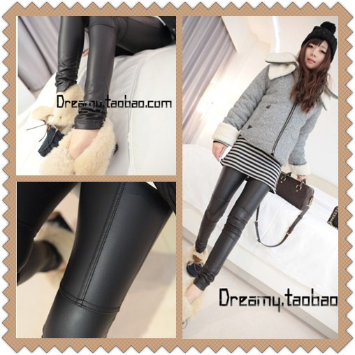 Lady winter 2012 small brief fashion small velvet basic leather pants