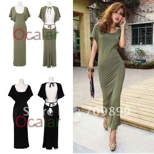 Lady/Women's SUMMER Elegant Vest Maxi Sexy U-Neck Backless Mini Dolman Dress Batwing Sleeve Evening Party Beach Style E0446