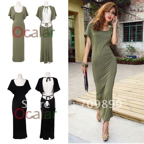 Lady/Women's SUMMER Elegant Vest Maxi Sexy U-Neck Backless Mini Dolman Dress Batwing Sleeve Evening Party Beach Style E0446