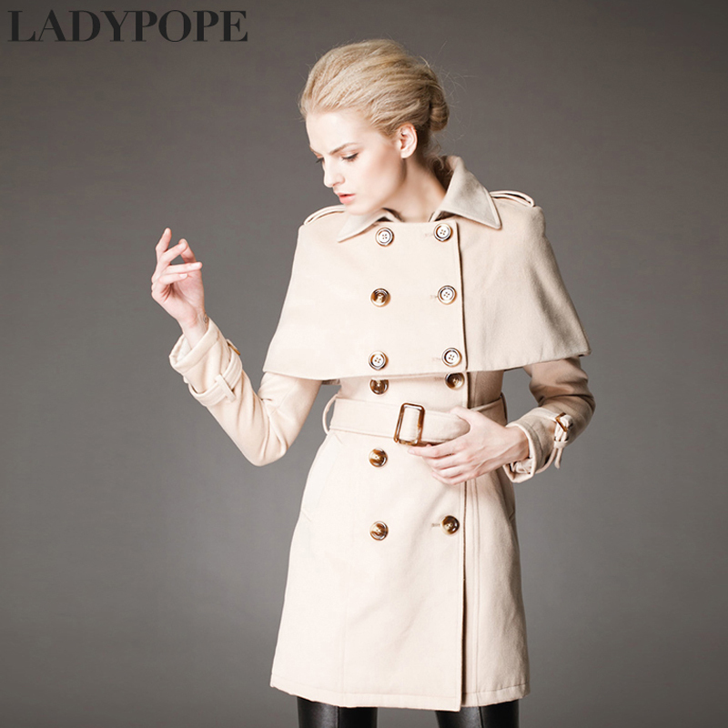 Ladypope2012 fashion women's woolen outerwear long design trench 21c045