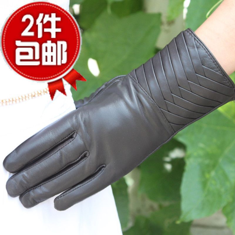 Lambdoid women's genuine leather gloves thickening thermal lengthen leather gloves genuine leather sheepskin gloves