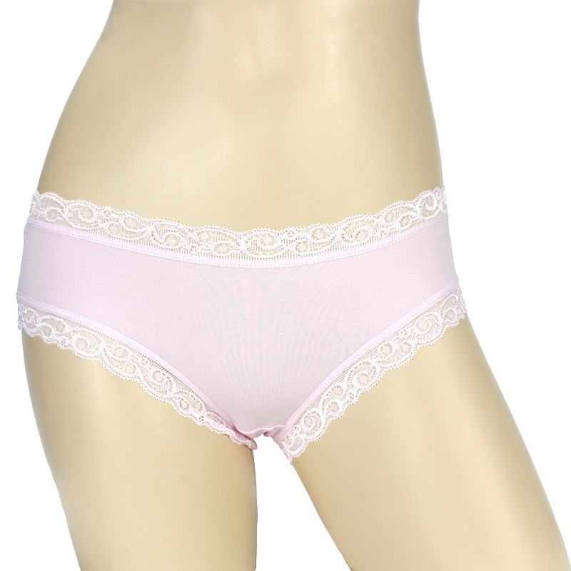 LANGSHA 100% cotton panties female 100% cotton sexy lace plus size women's trigonometric panties mid waist 4