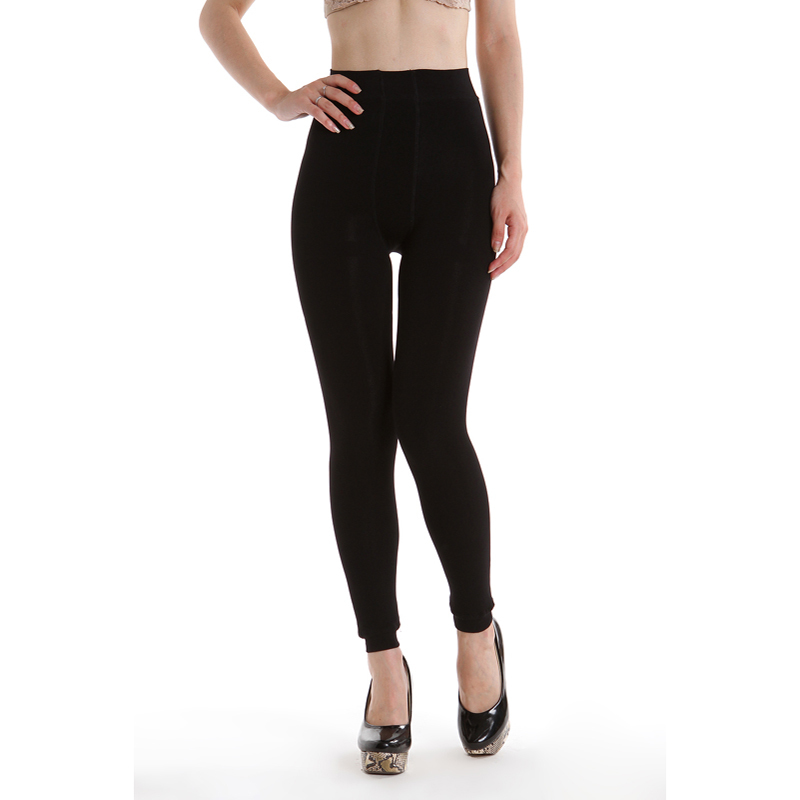 LANGSHA velvet bamboo charcoal fiber solid color thickening thermal plus crotch ankle length legging trousers a