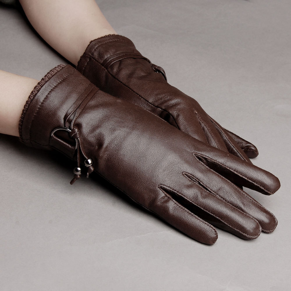 LANGSHA winter women's genuine leather gloves plus velvet thermal gloves ls9606