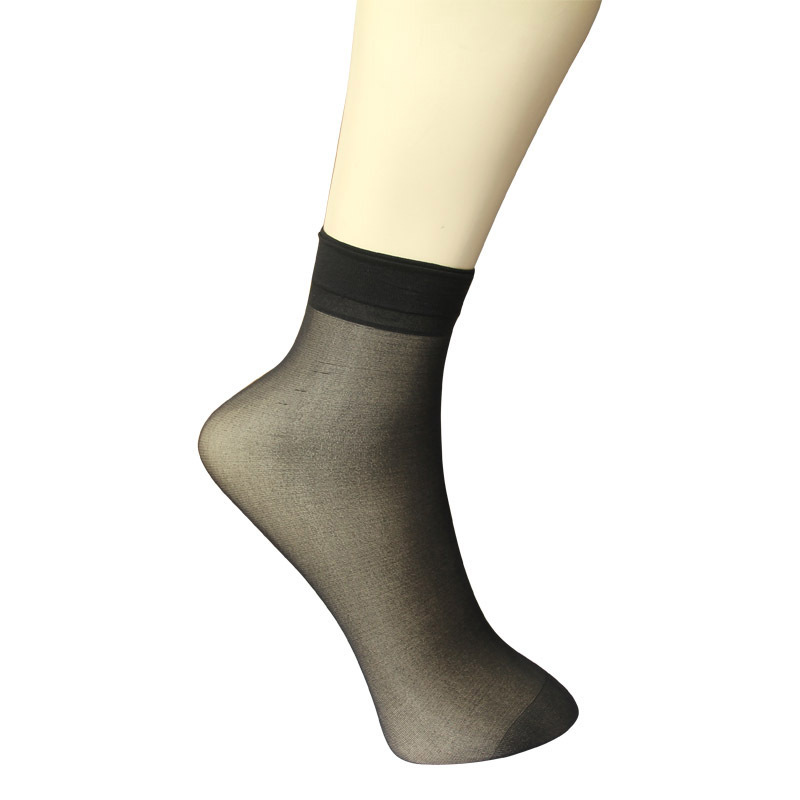 LANGSHA women's ultra-thin short stockings 2 double nano antibiotic Core-spun Yarn sock 2611 black (SK001)