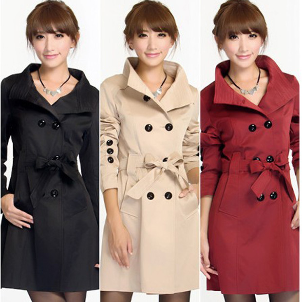 Lapel double-breasted trench coat double breasted slim turn-down collar long design trench outerwear