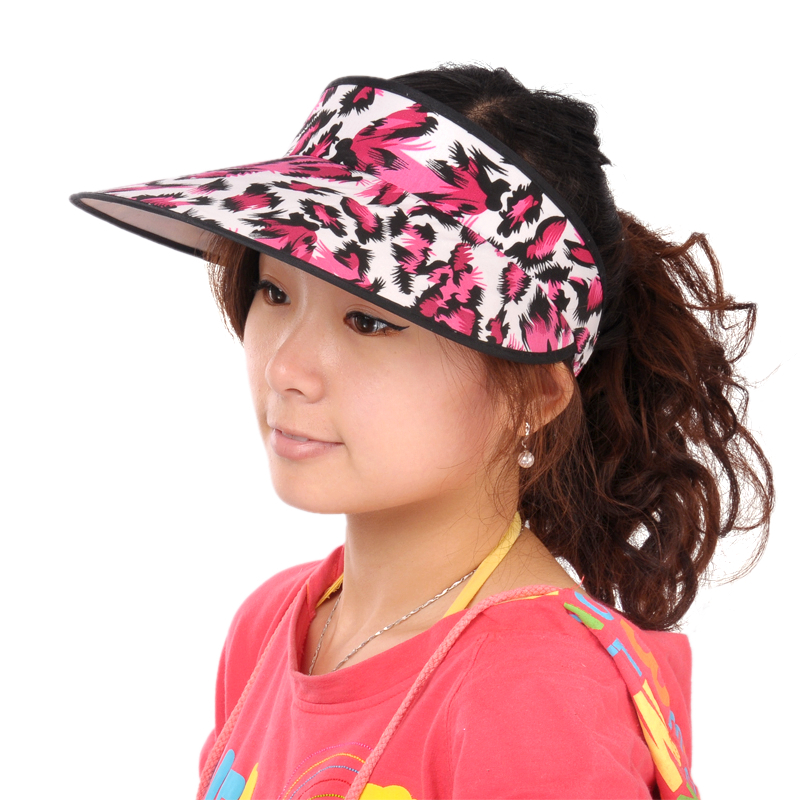 Large brim women's hat empty top summer sunbonnet leopard print crownless sun hat big sun hat