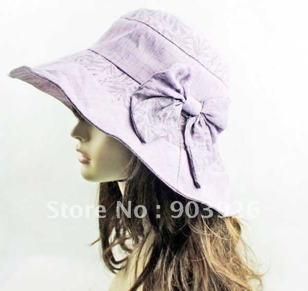 Large brimmed hat Women Bow Foldable Wire edge 5 Colors MIX Wholesale, B12027 FREE SHIPPING