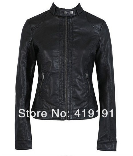 large code wild European and American original single big Pimkie washed PU leather leather jacket leather jacket standing collar