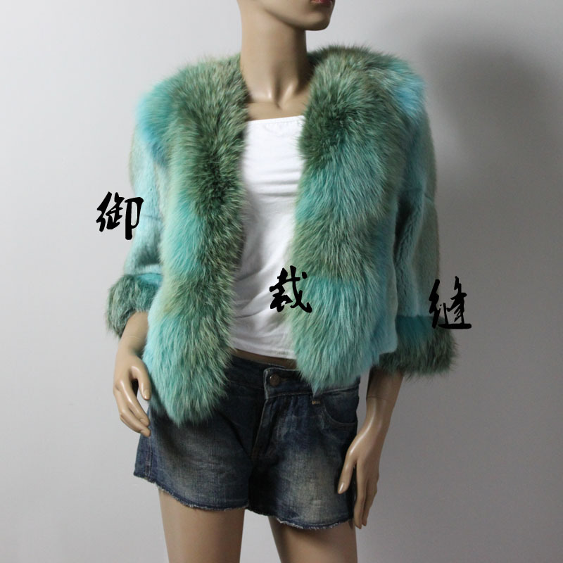 Large fox collar mink fur short design outerwear fight mink top