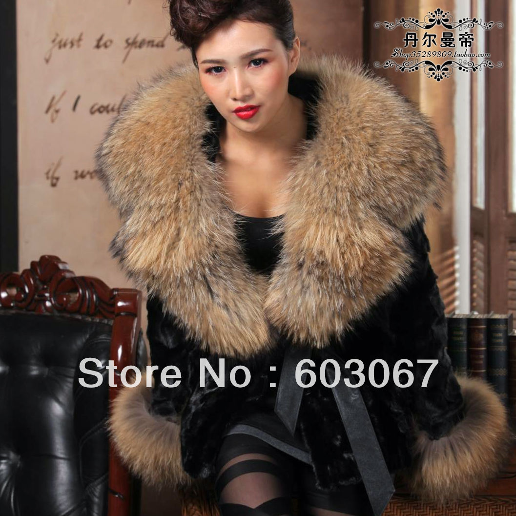 Large fox fur marten overcoat fight mink fur coat Women 2012