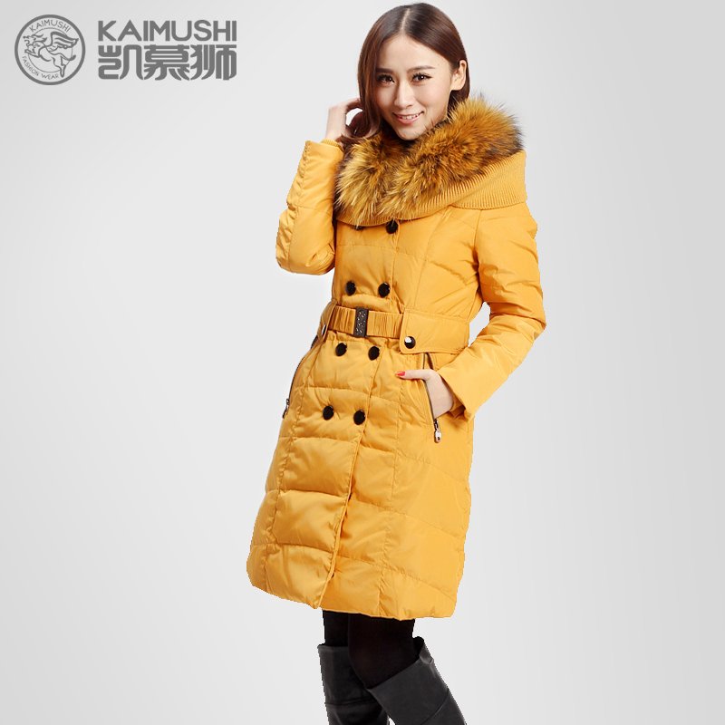 Large fur collar down coat female medium-long kb1670