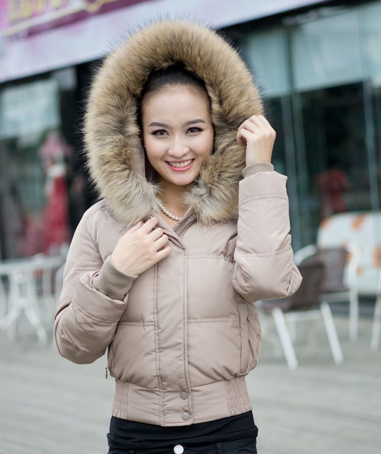 Large fur collar luxury short design down coat down coat female