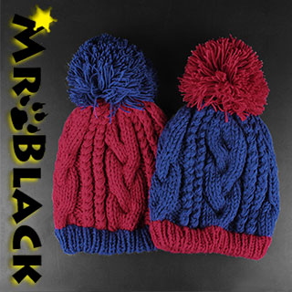 Large hair ball knitting wool cap thickening coarse knitted twist all-match autumn and winter knitted hat general