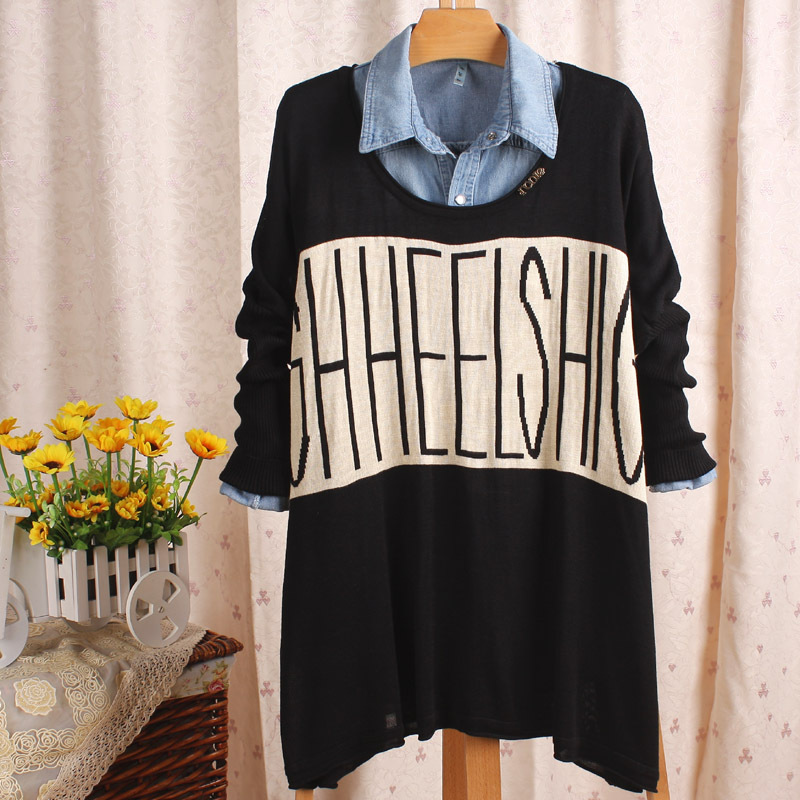 Large letter loose o-neck batwing shirt pullover sweater 2012 autumn new arrival women's