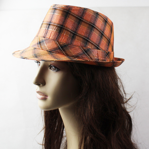 Large plaid fedoras summer thin preppy style women's fashion hat new arrival