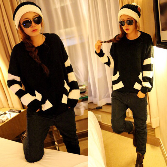 Large pocket casual medium-long sweater 8120 free shipping
