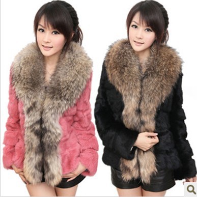 Large raccoon fur rabbit fur coat fur 2012 autumn and winter short design women's free shipping