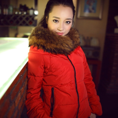 Large raccoon fur women's down coat short design down coat female