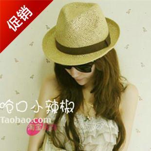 Large straw braid jazz hat fedoras sun-shading strawhat all-match summer female straw hat