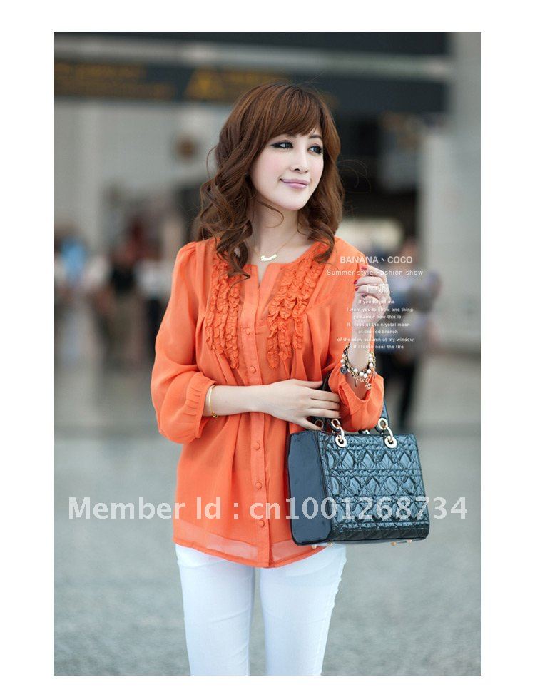 Large women's mm summer plus size plus size chiffon cardigan ruffle hem vintage long-sleeve bn01