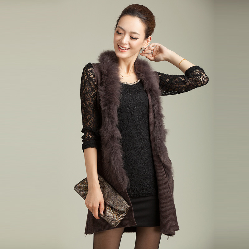 Last rabbit 2012 fox fur vest noble female waistcoat sweater all-match yp1208