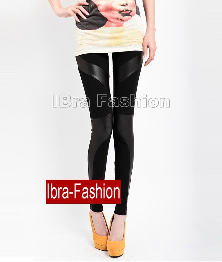 Lastest Fashion Woman's Punk tights Pants ladies' Faux Leather rotation cotton joint long Leggings pantyhose Trousers Free Ship