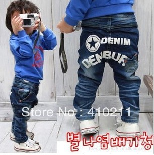 latest explosion models stamp star children's jeans+free shipping