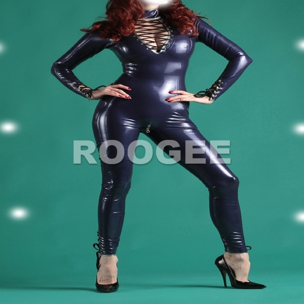 Latex catsuit corsetry