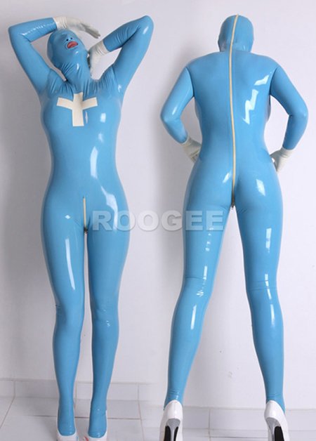 Latex Rubber Catsuit Hood BodySuit Wear Costume Unique