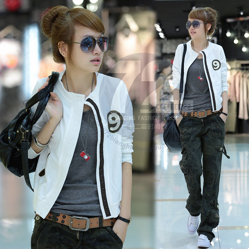 Lb8238 2012 autumn new arrival patchwork slim applique jacket long-sleeve cardigan