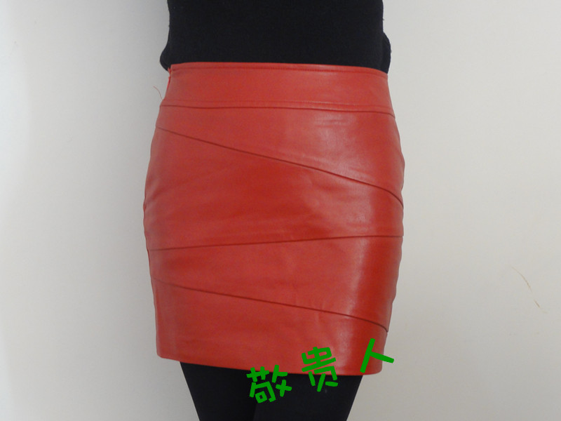 Leather 2013 women's short design bust skirt elastic slim hip skirt PU small leather skirt