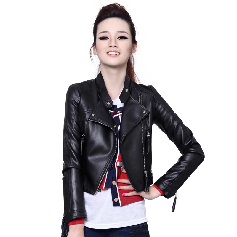 Leather clothing 2012 autumn outerwear short design slim small leather clothing female motorcycle clothing 1001
