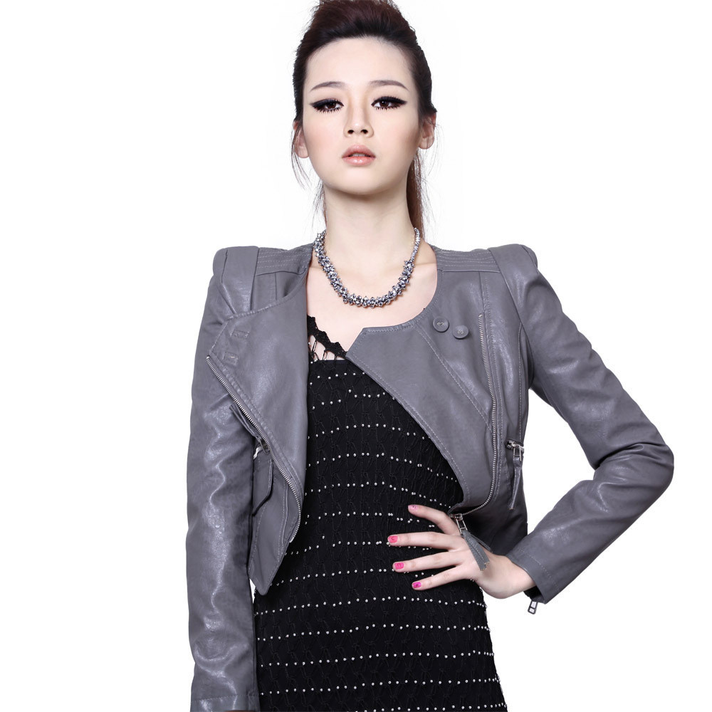 Leather clothing 2012 autumn outerwear slim short design small leather clothing women jacket motorcycle jacket f78