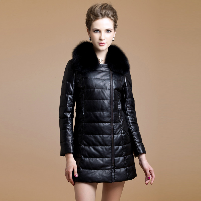 Leather clothing 2012 fox fur sheepskin genuine leather down coat leather clothing female medium-long 8898