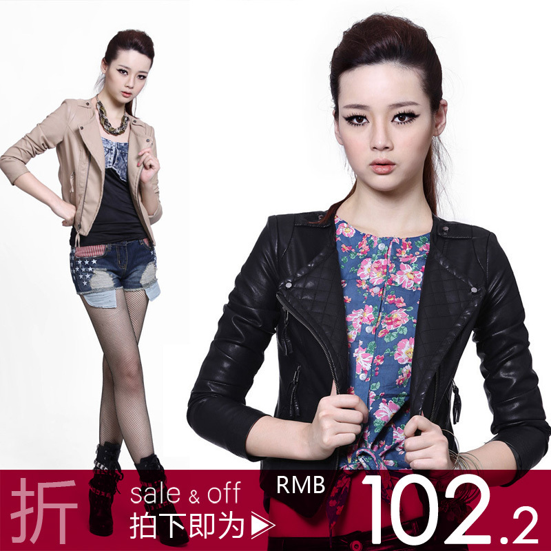 Leather clothing 2012 spring motorcycle slim small leather clothing women outerwear 1g1122e0