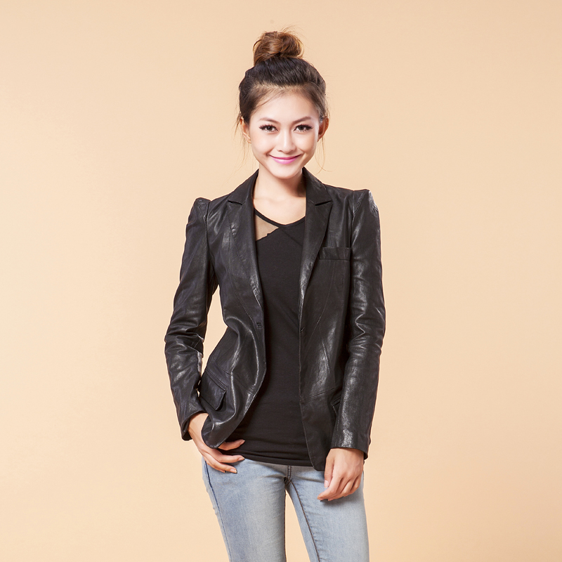 Leather clothing 2012 spring women's sheepskin short design genuine leather clothing small suit jacket single leather