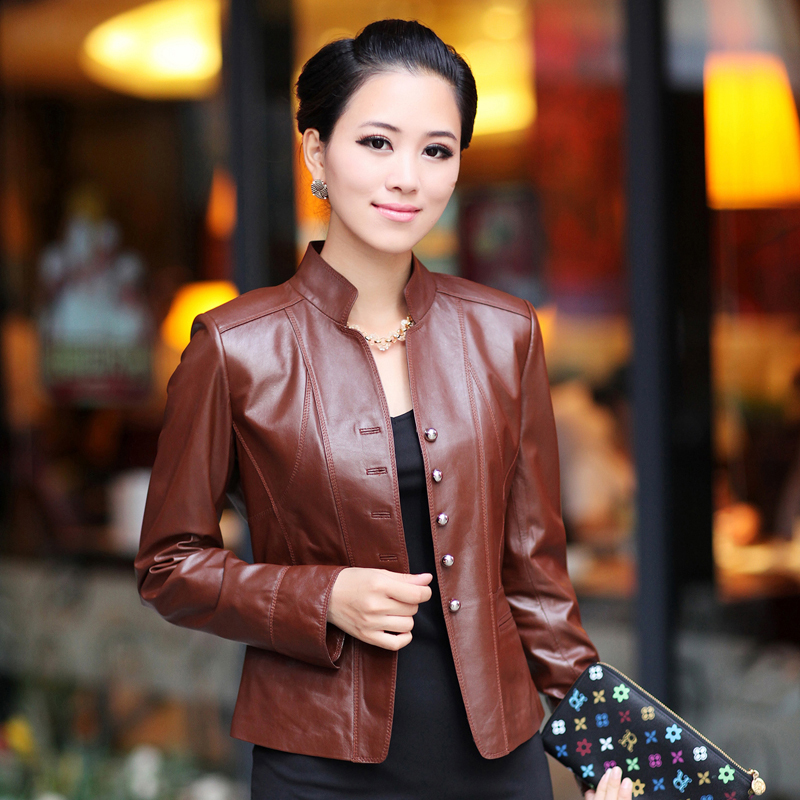 Leather clothing 2013 sheepskin genuine leather clothing women's short design FedEx free shipping