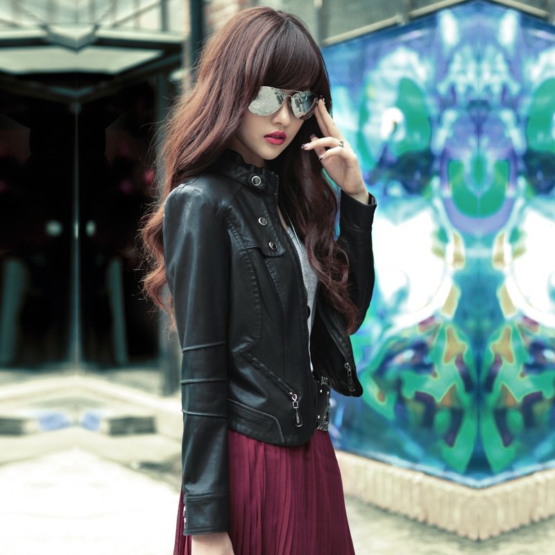 Leather clothing 2013 spring outerwear short design slim PU small leather clothing women's outerwear 1239