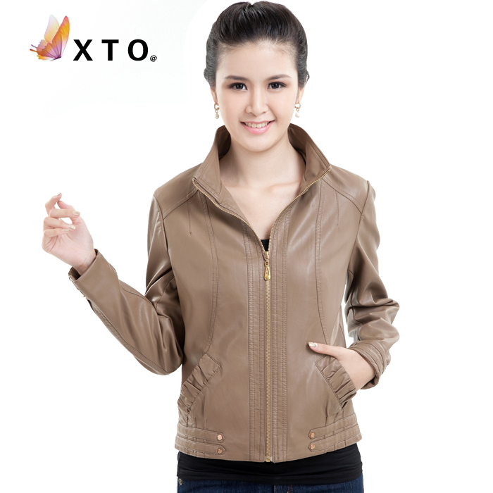 Leather clothing autumn women's stand collar slim short design women's leather clothing jacket female short jacket free shipping
