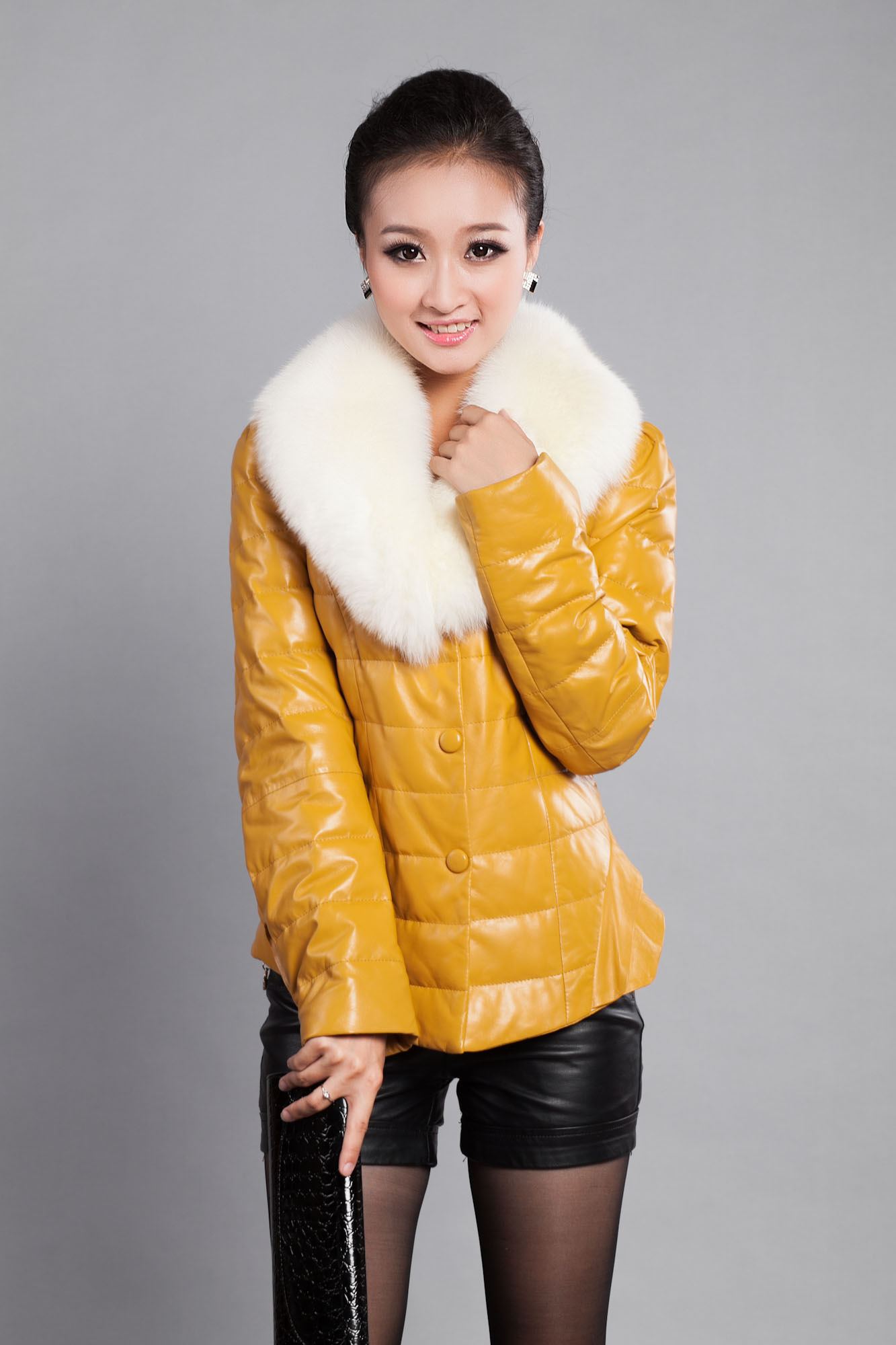 Leather clothing large fox fur genuine leather down coat female sheepskin genuine leather clothing female short design