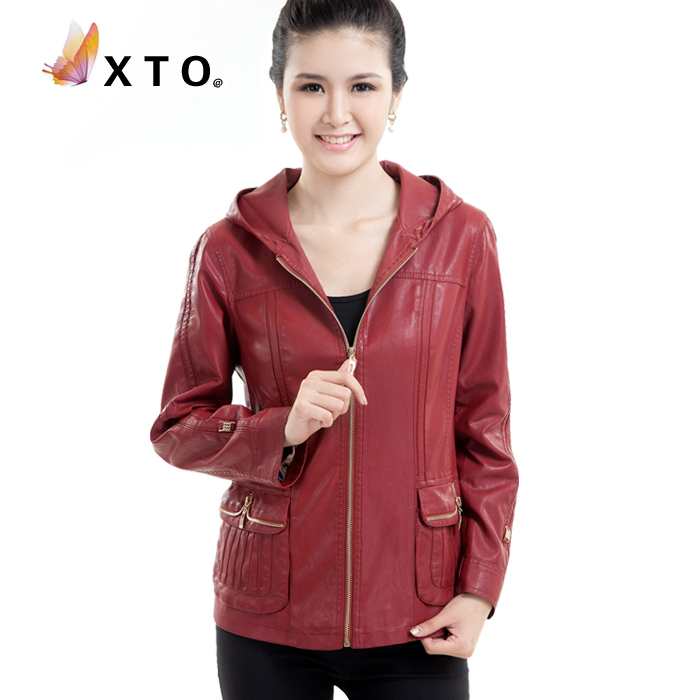 Leather clothing women's leather clothing slim with a hood short design genuine leather clothing outerwear free shipping