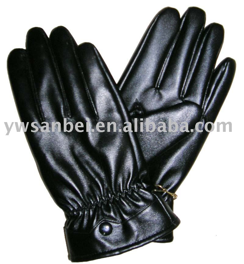 leather gloves black lady pu glove