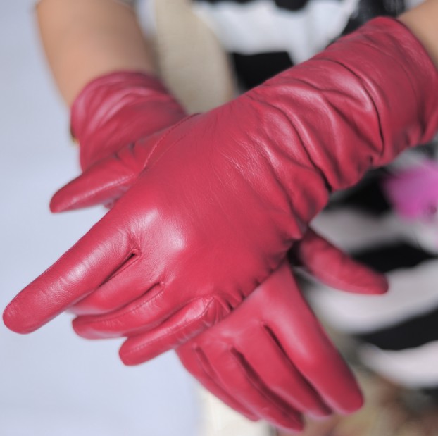 Leather gloves genuine leather women's red sheepskin fashion gloves autumn and winter m23