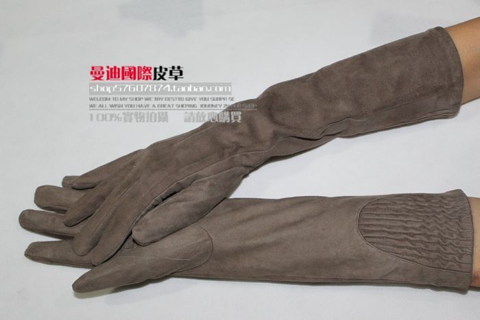 Leather gloves women's fashion gentlewomen long design female winter women's genuine nubuck leather sheepskin gloves