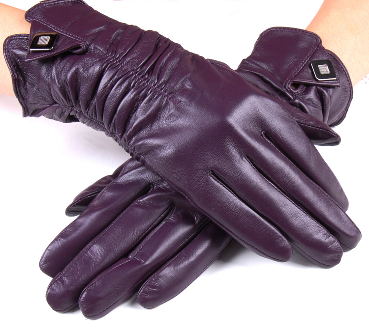 Leather gloves women's genuine leather gloves female winter thermal cotton gloves
