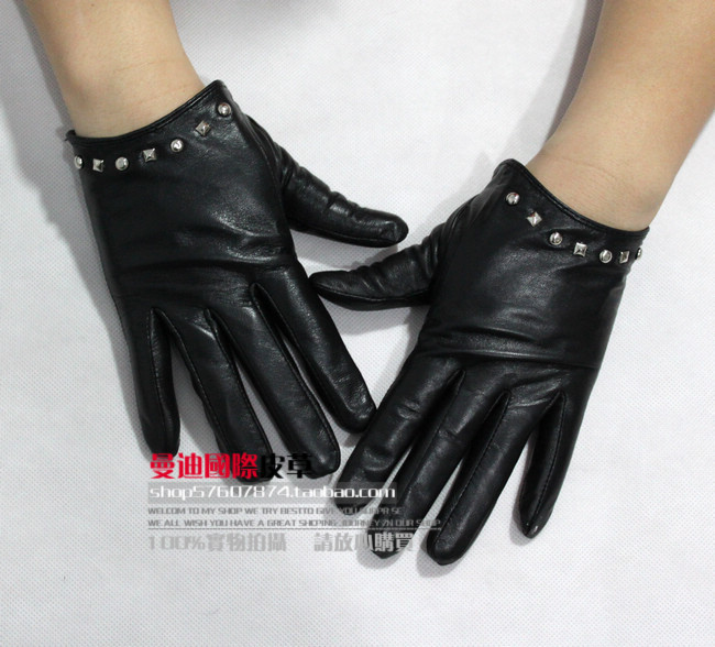 Leather gloves women's mix match women's genuine leather sheepskin gloves a18033