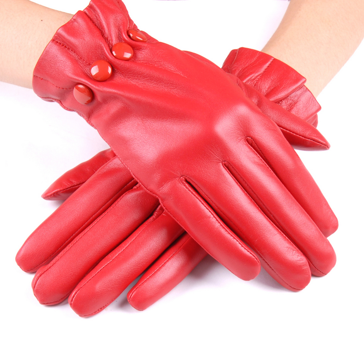 Leather gloves women's sheepskin gloves female winter genuine leather gloves thermal female repair