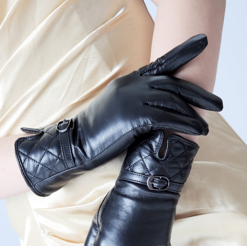 Leather gloves women's winter genuine leather thermal fashion women's ultra long w-2